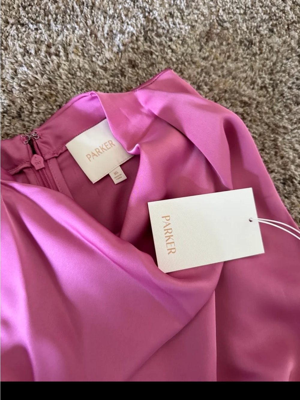 NWT Parker The Ayla Satin ruched Midi Dress in Pink size 16 - Picture 10 of 12